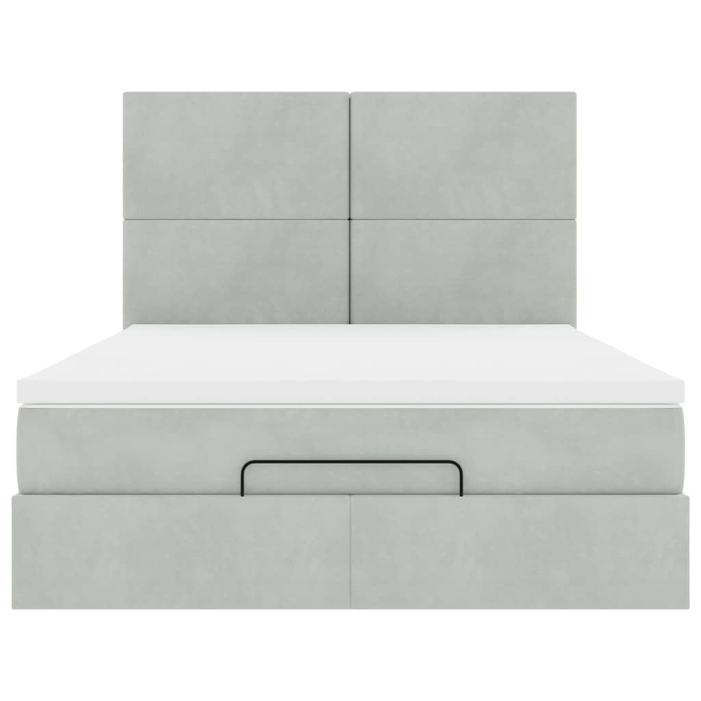 Otomanski krevet s madracima svijetlosivi 140x200 cm baršunasti