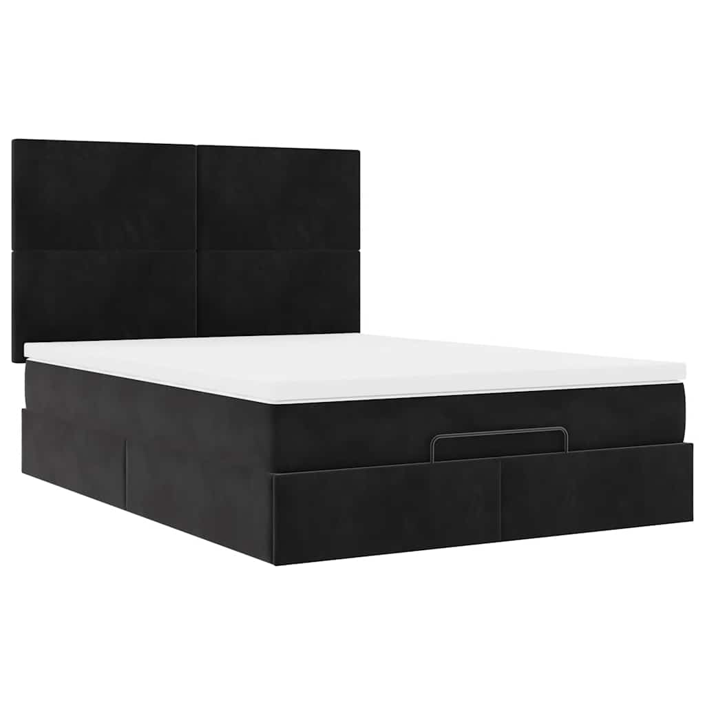 Ottoman krevet s madracima crni 140x200 cm baršun