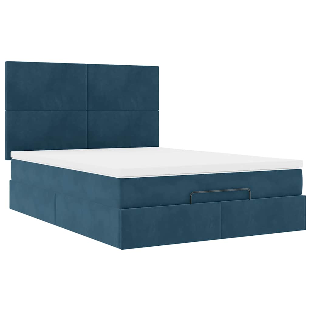 Ottoman krevet s madracima tamnoplavi 140x200 cm baršun