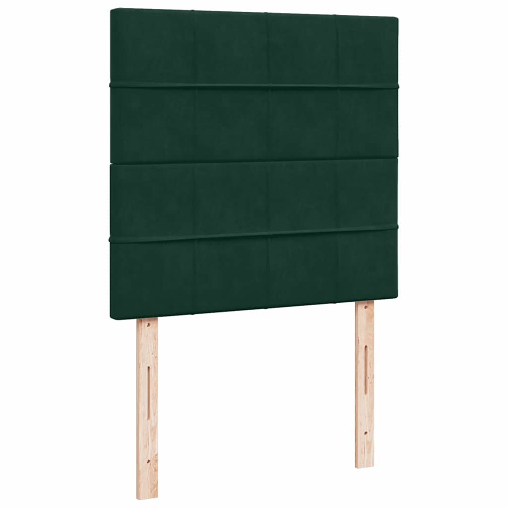 Okvir kreveta s madracima tamnozeleni 90x200cm baršunasti