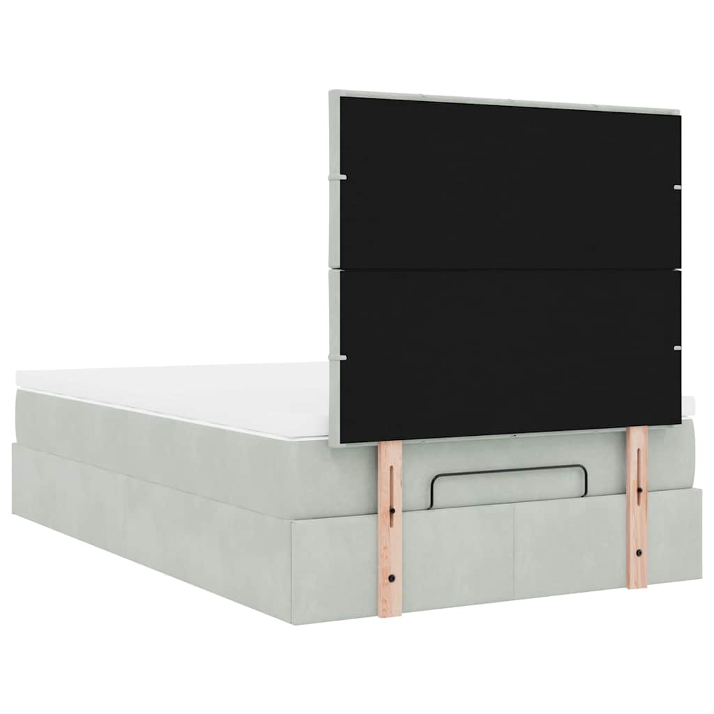 Okvir za krevet s madracima svjetlosivi 120x190 cm baršunasti