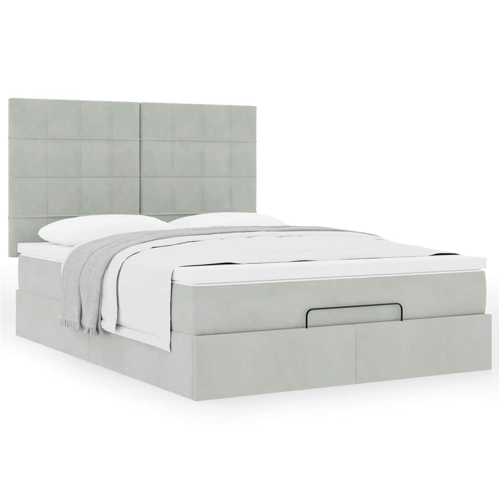 Otomanski krevet s madracima svijetlosivi 140x190 cm baršunasti