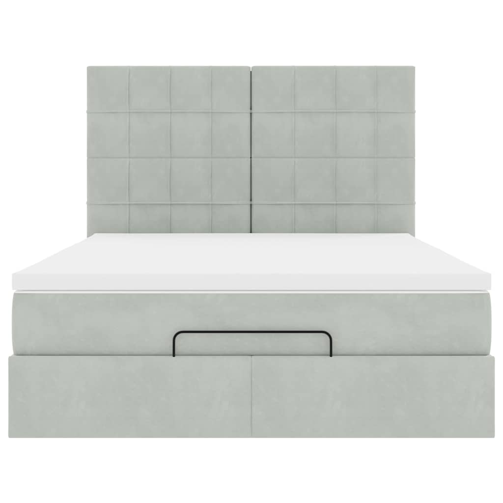 Otomanski krevet s madracima svijetlosivi 140x190 cm baršunasti