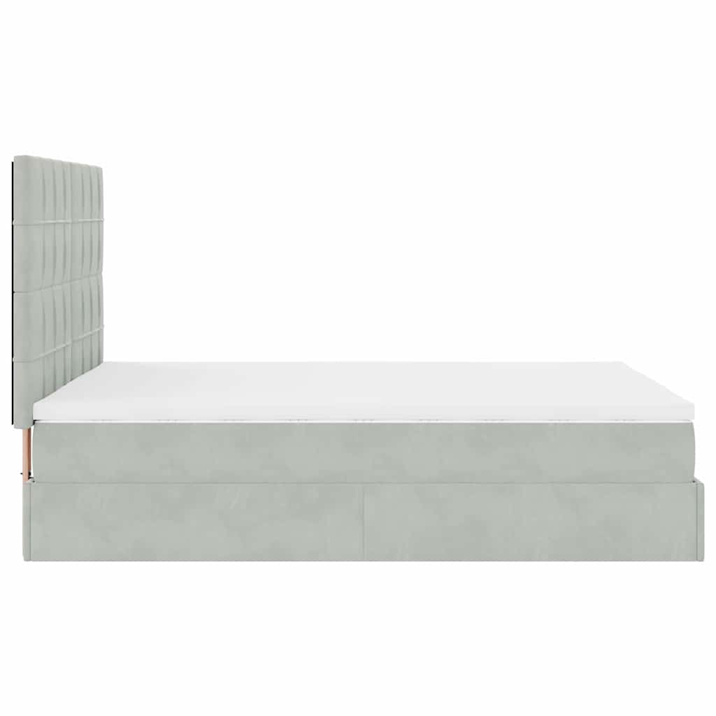 Otomanski krevet s madracima svijetlosivi 140x190 cm baršunasti