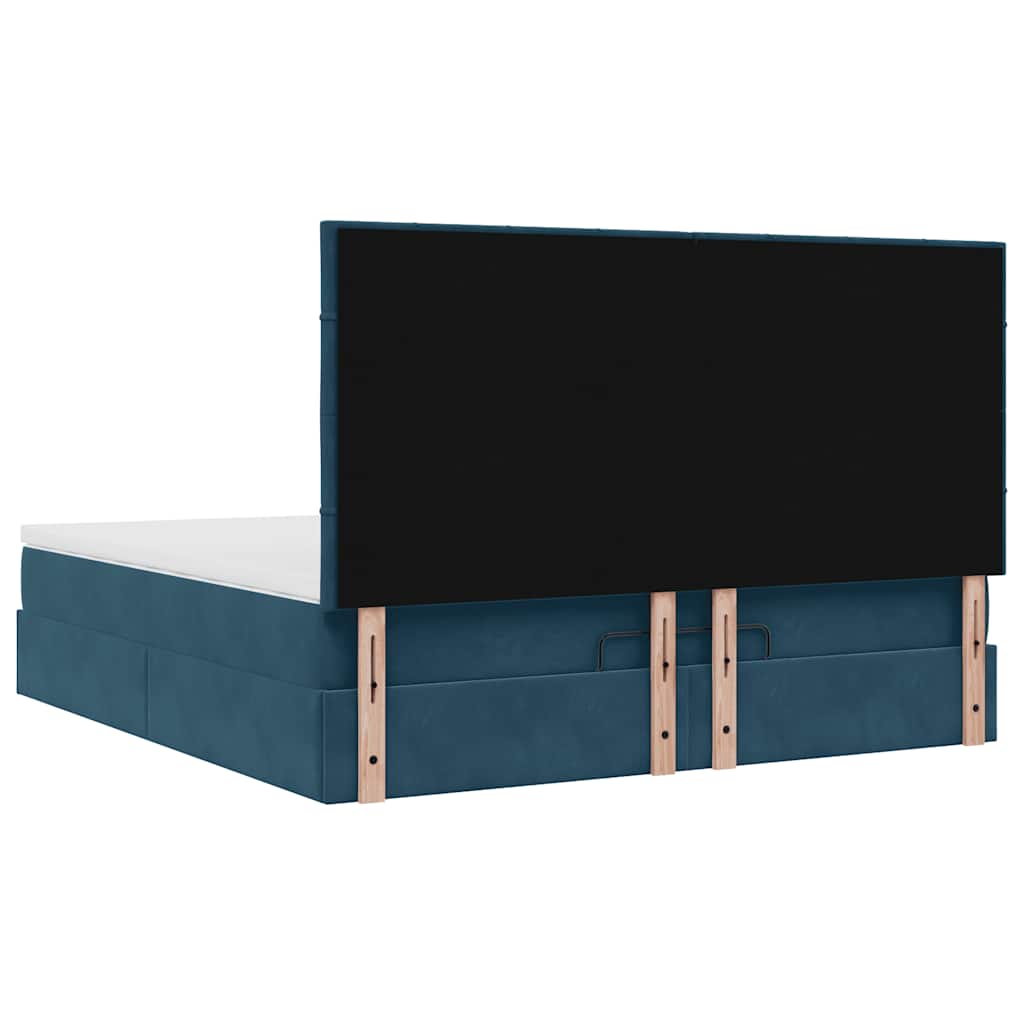 Otomanski okvir kreveta s madracima plavi 180x200cm baršunasti