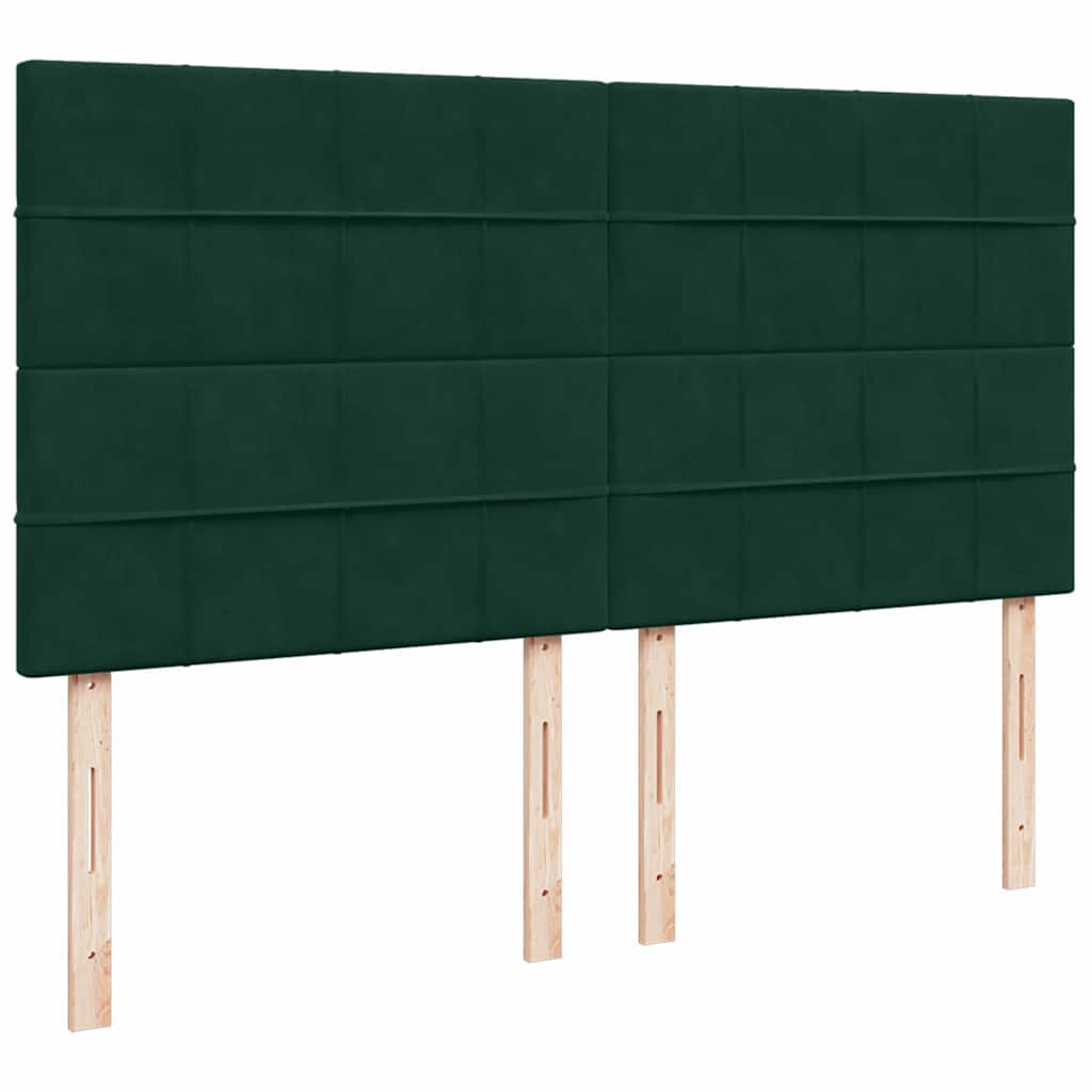 Okvir kreveta s madracima tamnozeleni 200x200cm baršunasti