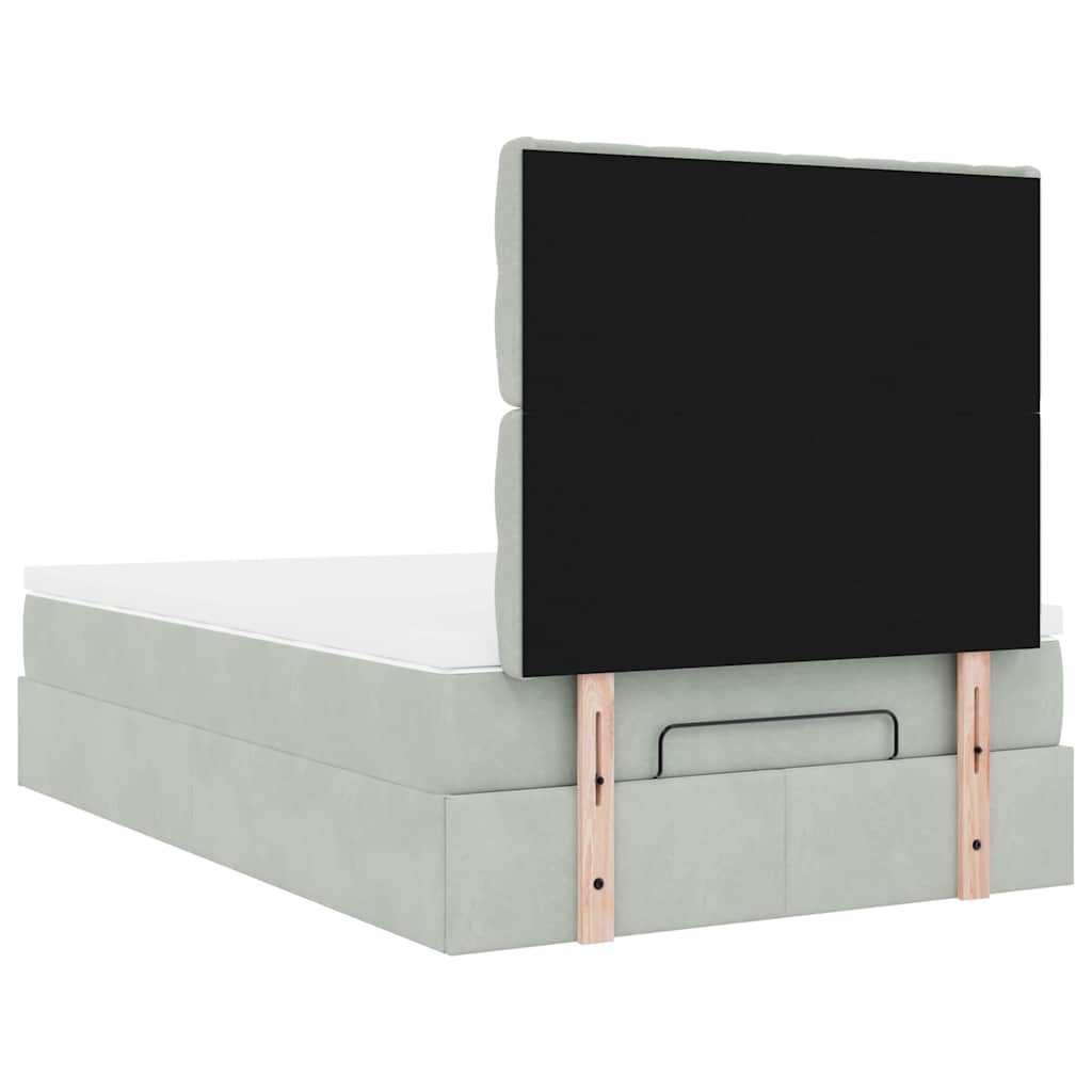 Okvir za krevet s madracima svjetlosivi 120x190 cm baršunasti