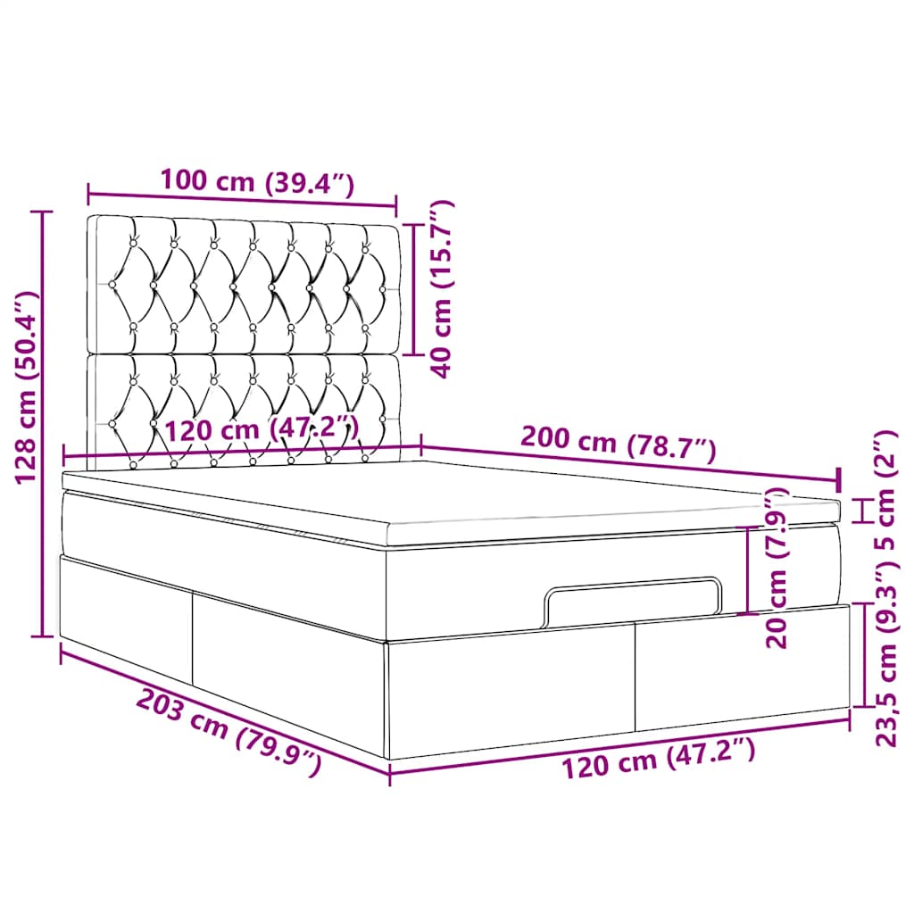 Otomanski krevet s madracima tamnozeleni 120x200 cm baršunasti