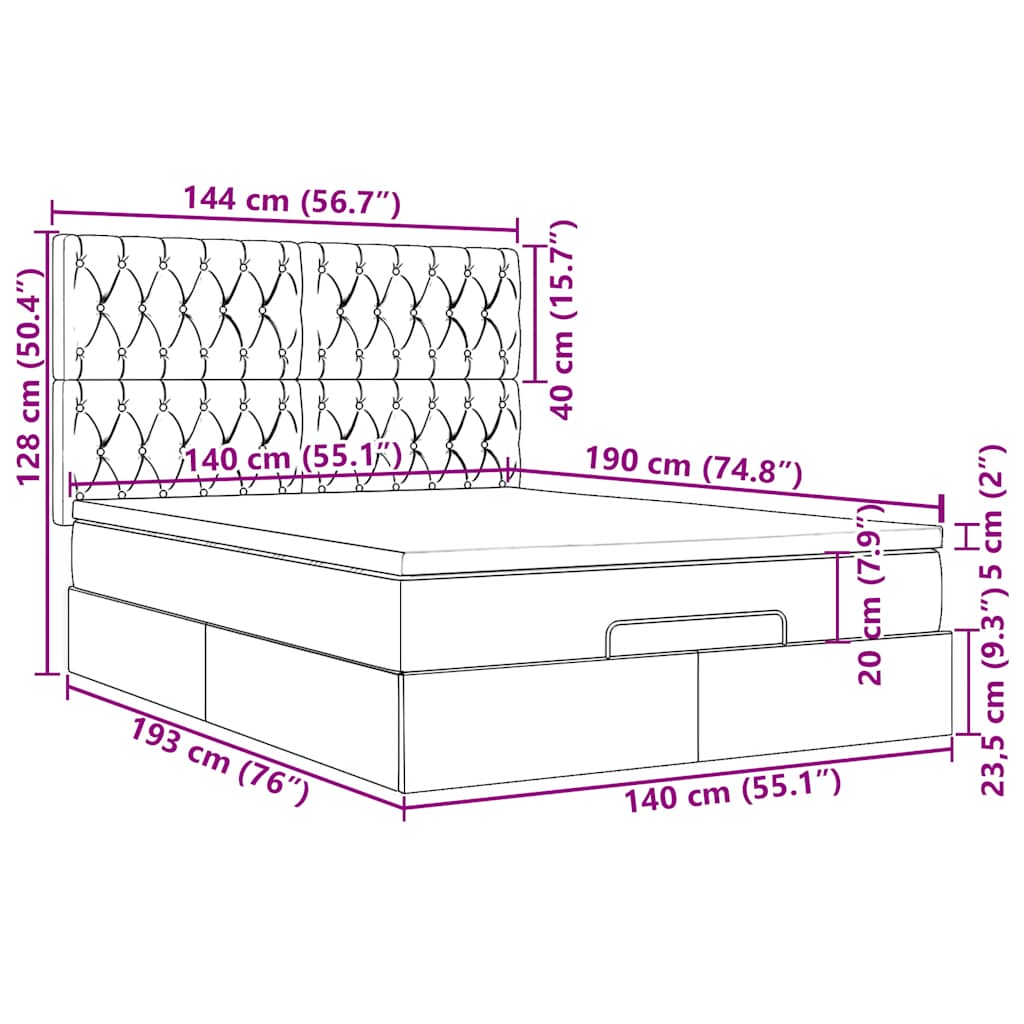 Ottoman krevet s madracima tamnozeleni 140x190 cm baršun