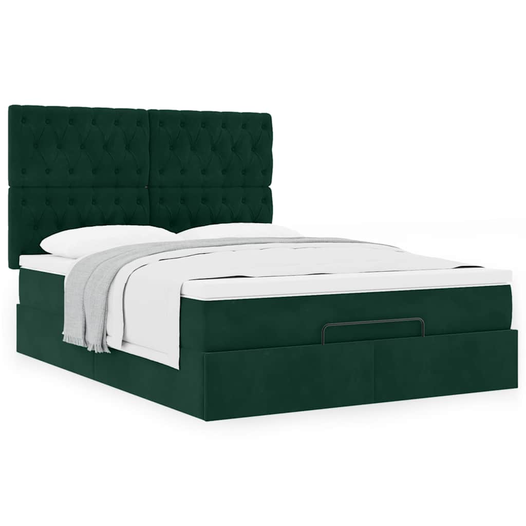 Ottoman krevet s madracima tamnozeleni 140x190 cm baršun