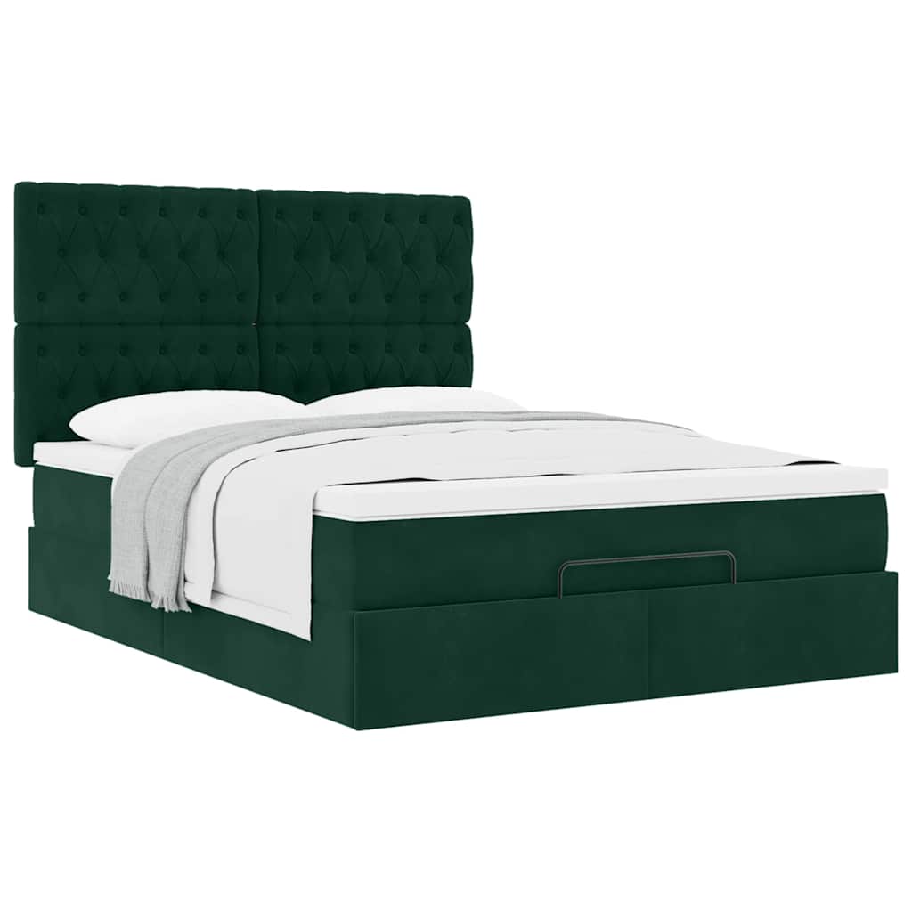 Ottoman krevet s madracima tamnozeleni 140x190 cm baršun