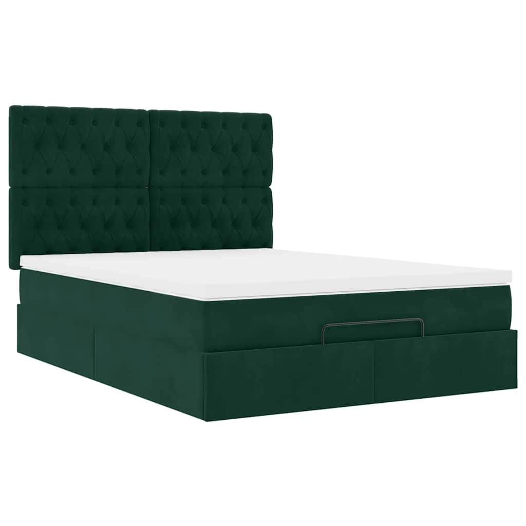 Ottoman krevet s madracima tamnozeleni 140x190 cm baršun