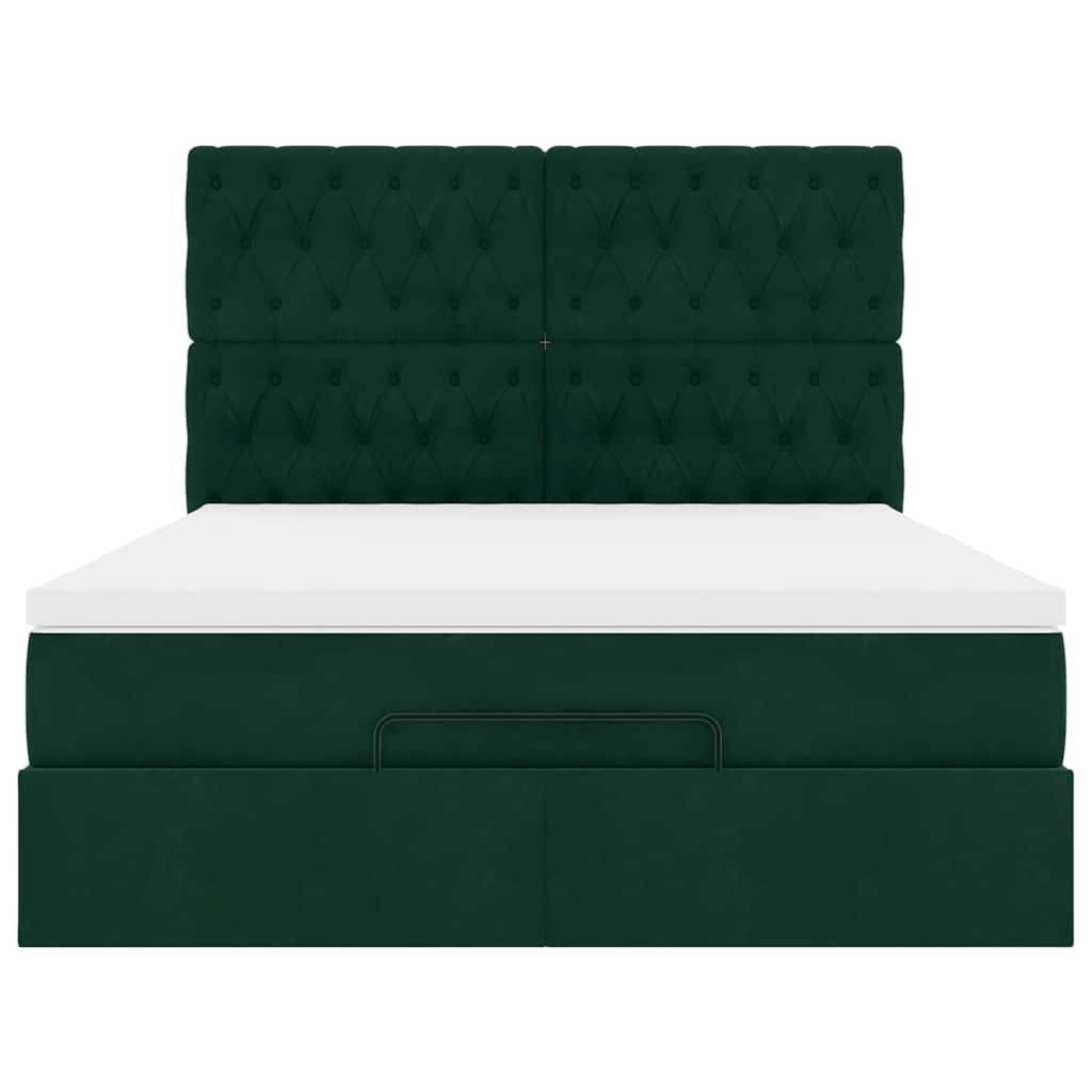 Ottoman krevet s madracima tamnozeleni 140x190 cm baršun