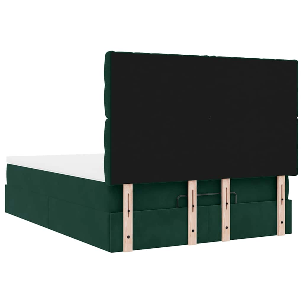 Ottoman krevet s madracima tamnozeleni 140x190 cm baršun