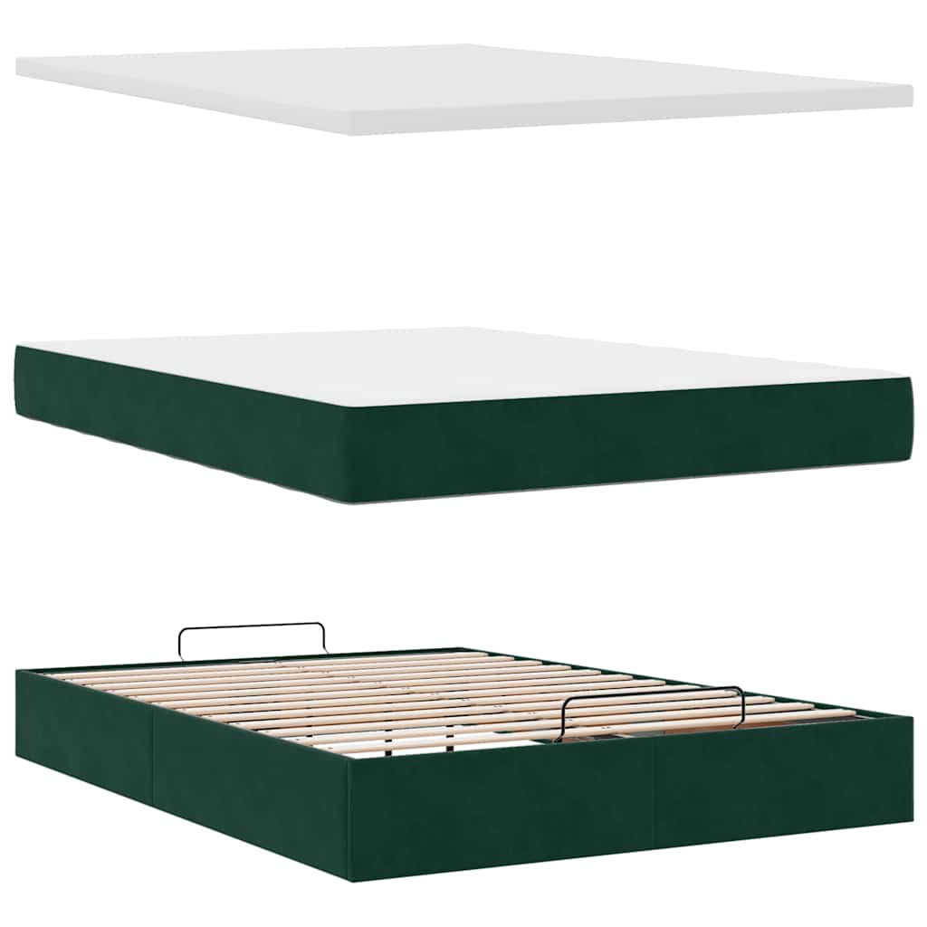 Ottoman krevet s madracima tamnozeleni 140x190 cm baršun