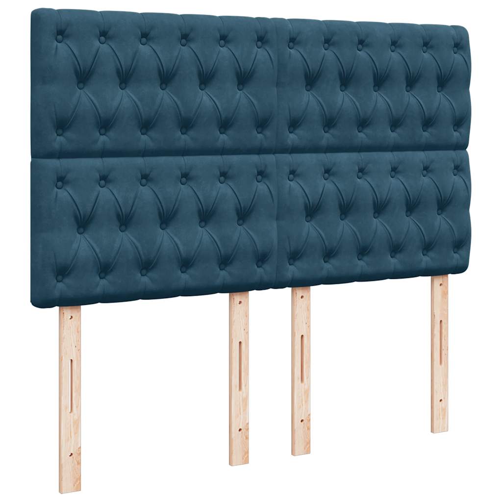 Otomanski krevet s madracima tamnoplavi 140x190 cm baršunasti