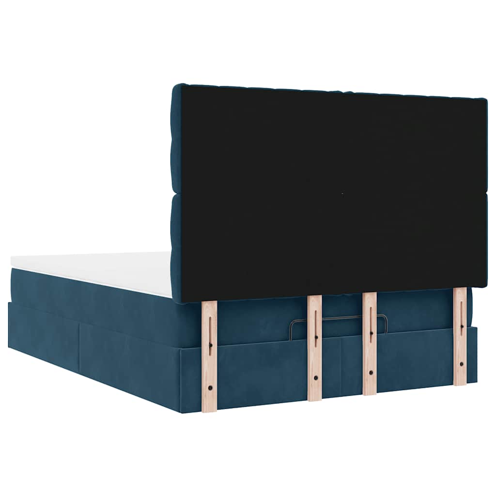 Ottoman krevet s madracima tamnoplavi 140x200 cm baršun