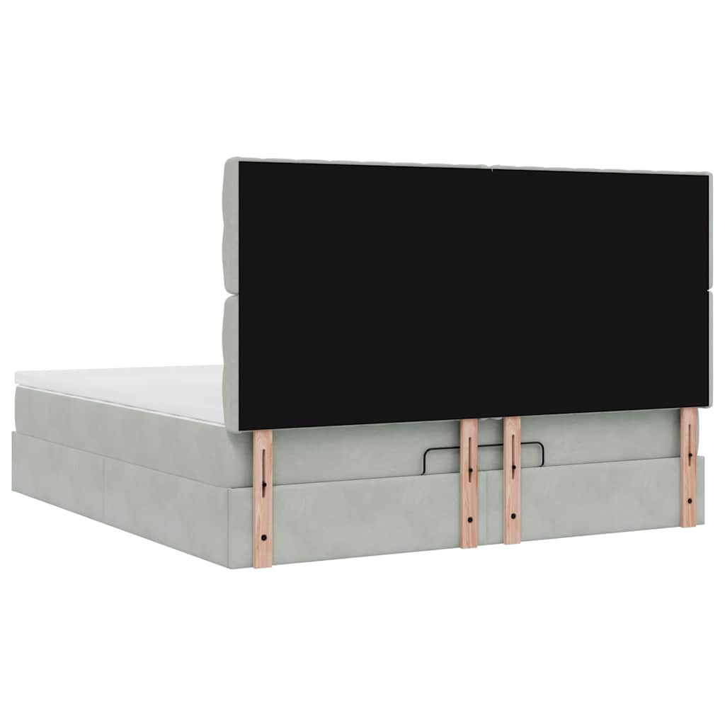 Okvir kreveta s madracima svijetlosivi 160x200cm baršunasti