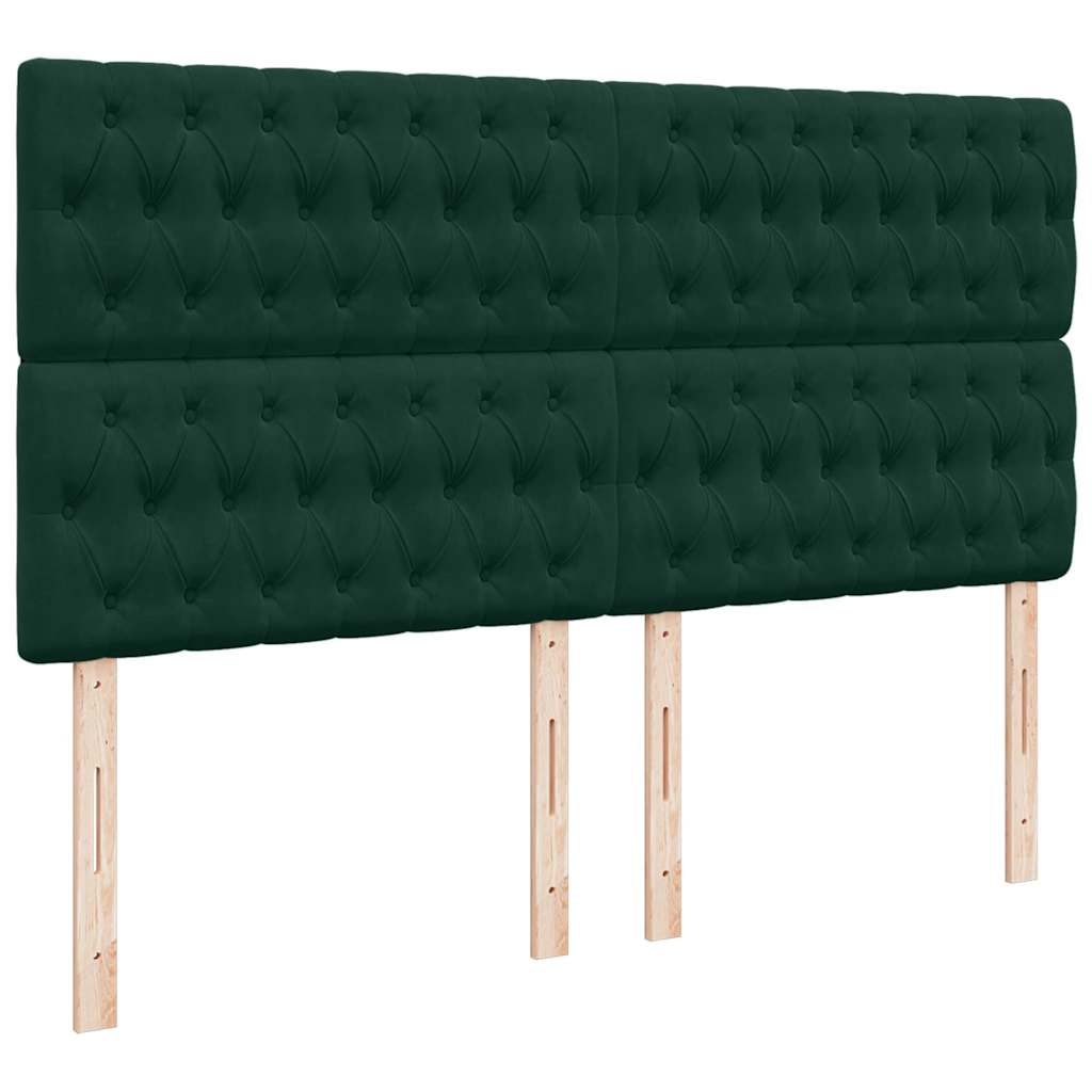 Okvir kreveta s madracima tamnozeleni 200x200cm baršunasti