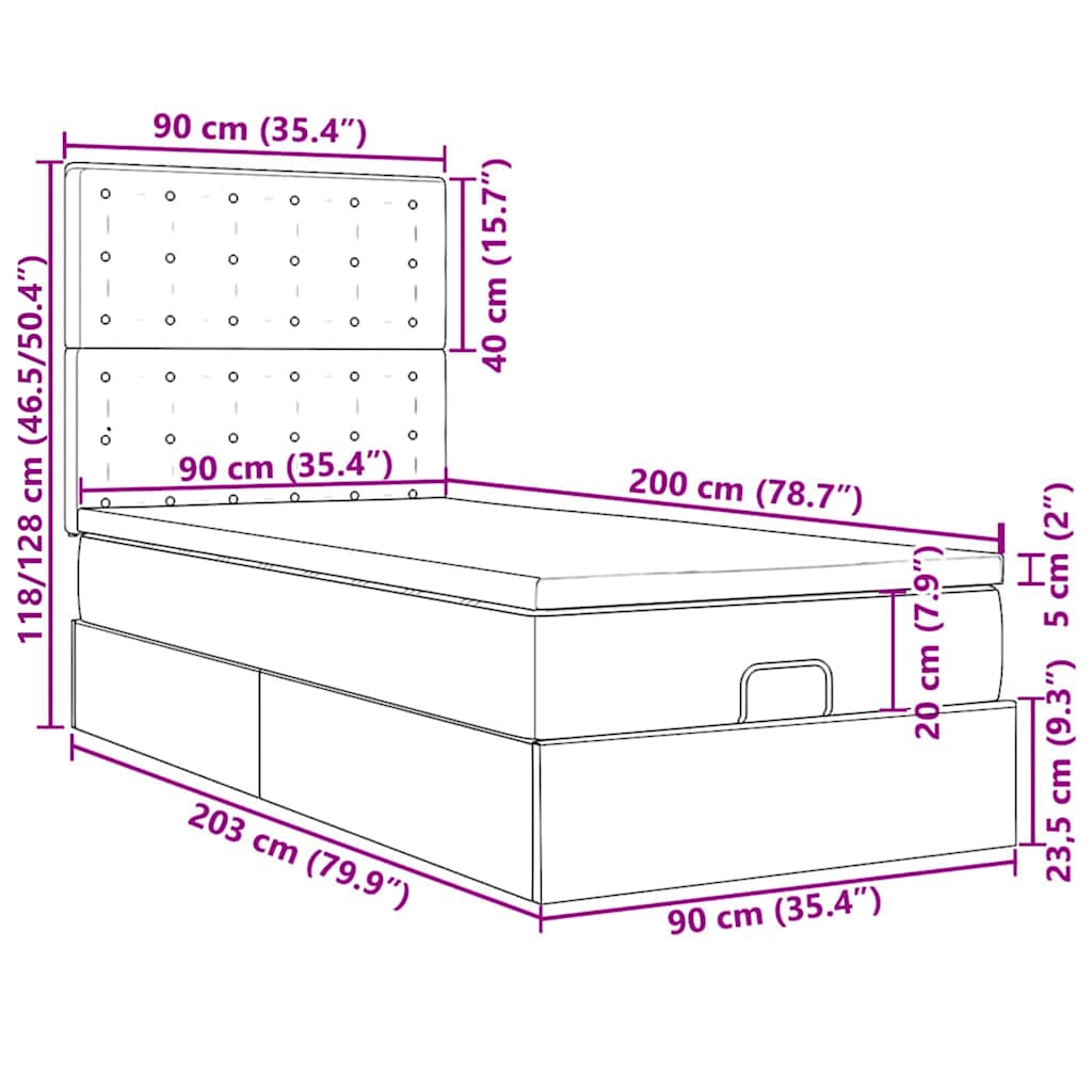 Okvir kreveta s madracima tamnozeleni 90x200cm baršunasti