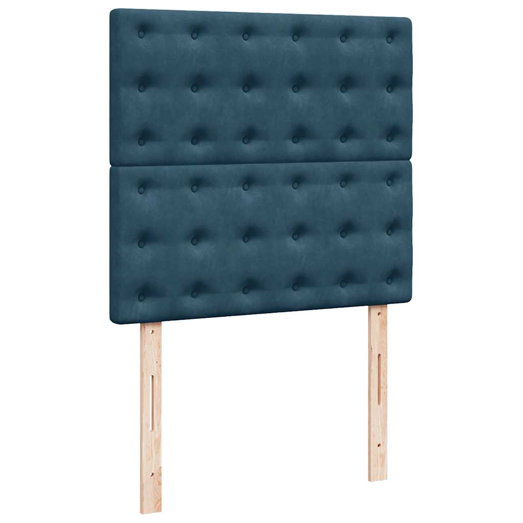 Okvir kreveta s madracima tamnoplavi 100x200cm baršunasti