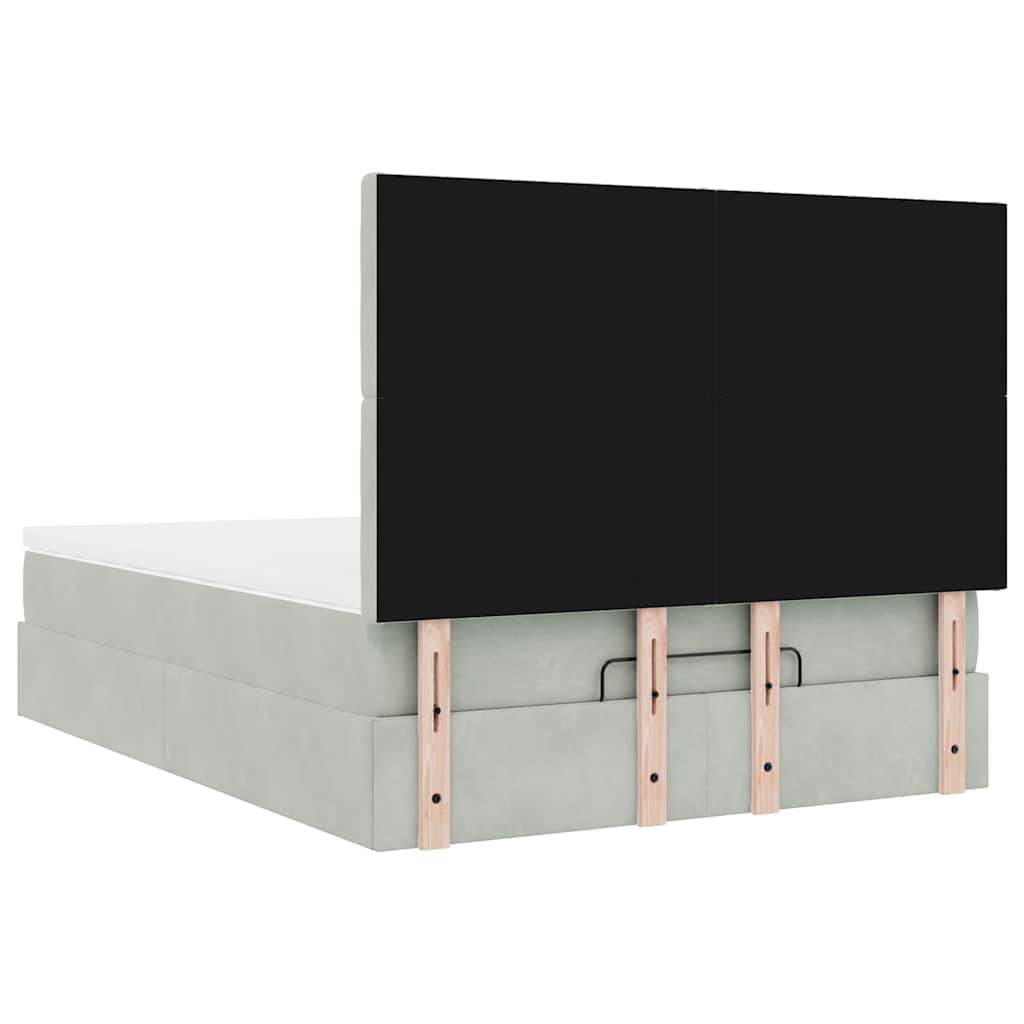 Otomanski krevet s madracima svijetlosivi 140x200 cm baršunasti