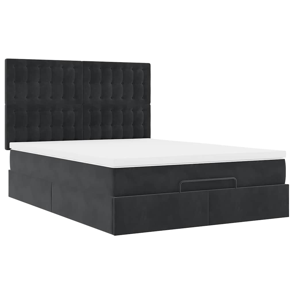 Ottoman krevet s madracima crni 140x200 cm baršun