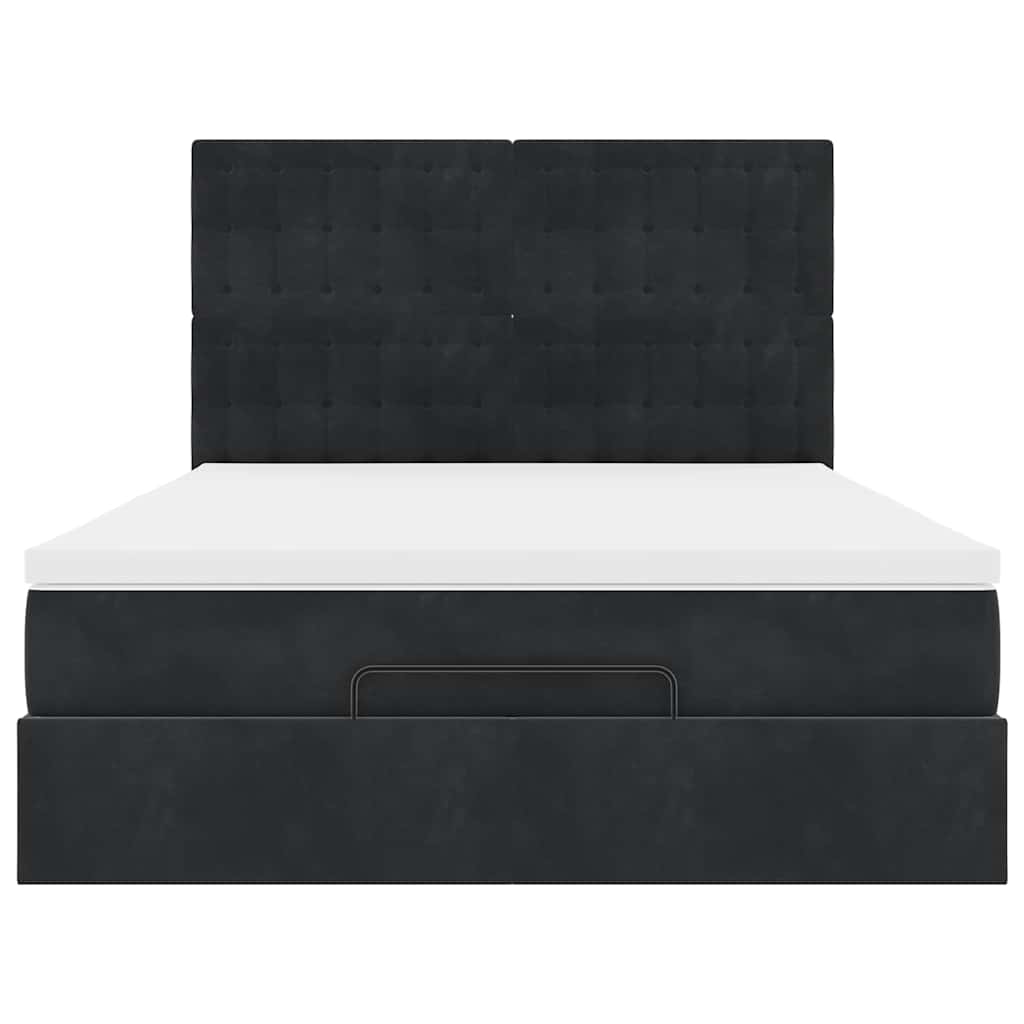 Ottoman krevet s madracima crni 140x200 cm baršun