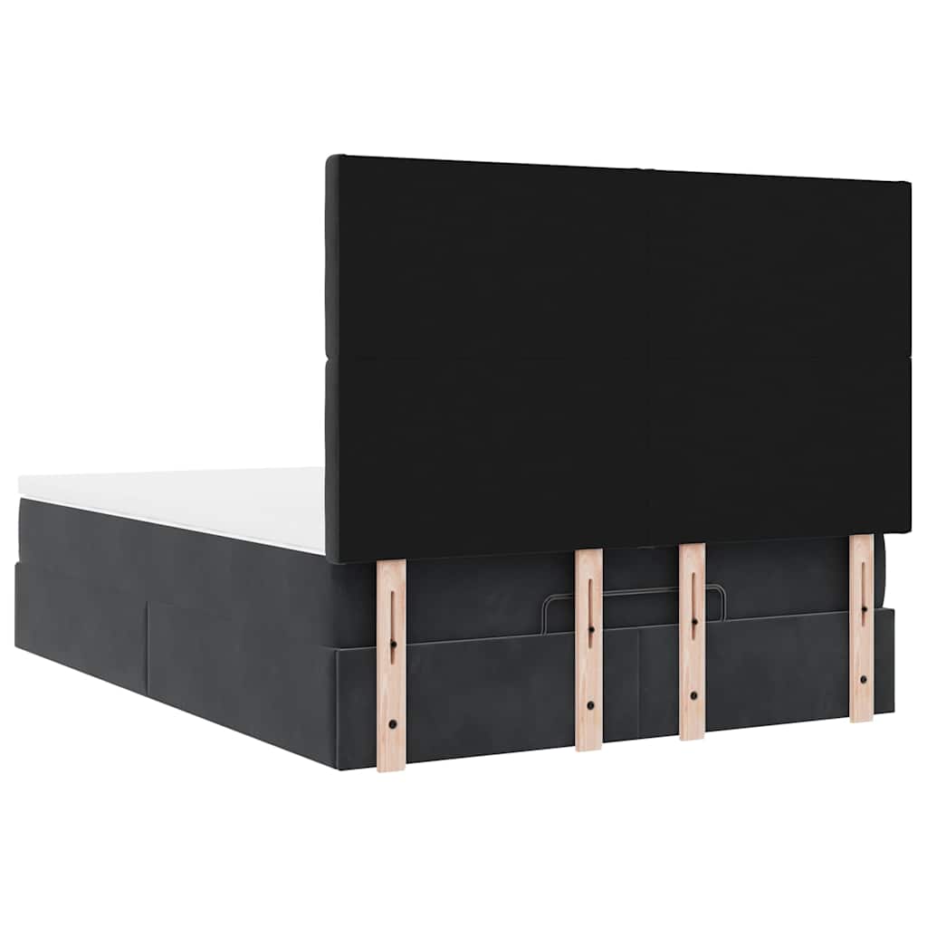 Ottoman krevet s madracima crni 140x200 cm baršun