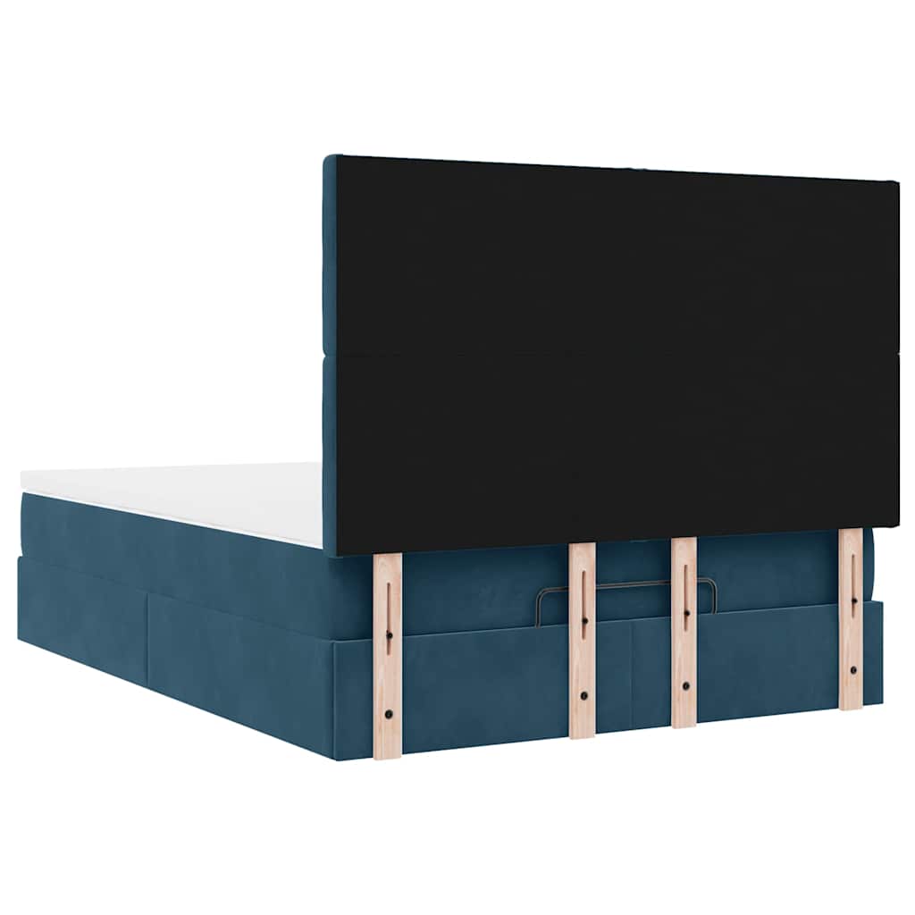 Ottoman krevet s madracima tamnoplavi 140x200 cm baršun