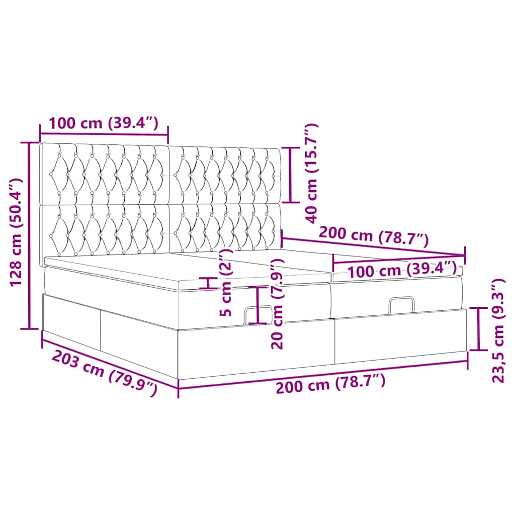 Otomanski okvir kreveta s madracima plavi 200x200cm tkanine