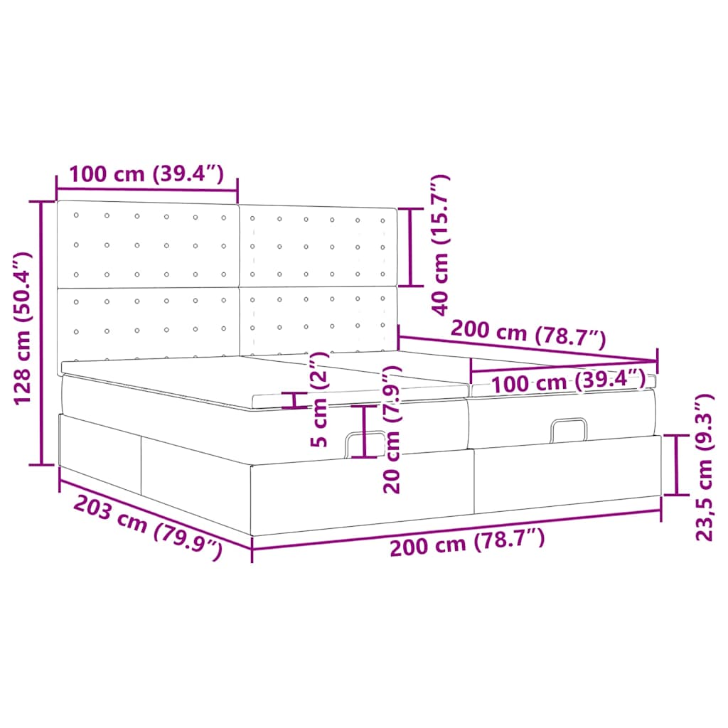 Okvir kreveta s madracima svijetlosivi 200x200cm od tkanine