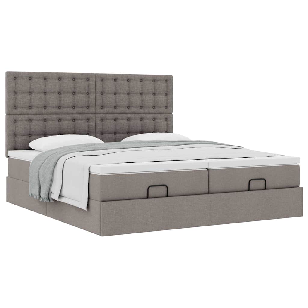 Otomanski okvir kreveta s madracima smeđesivi 200x200cm tkanine