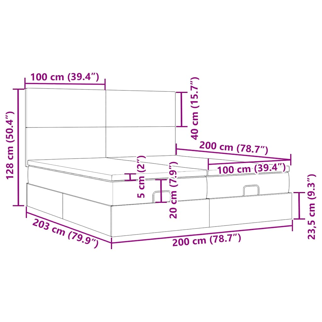 Okvir kreveta s madracima ružičasti 200x200cm baršunasti