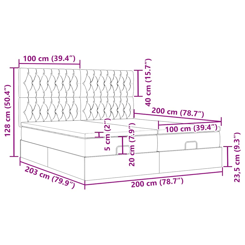 Okvir kreveta s madracima tamnozeleni 200x200cm baršunasti