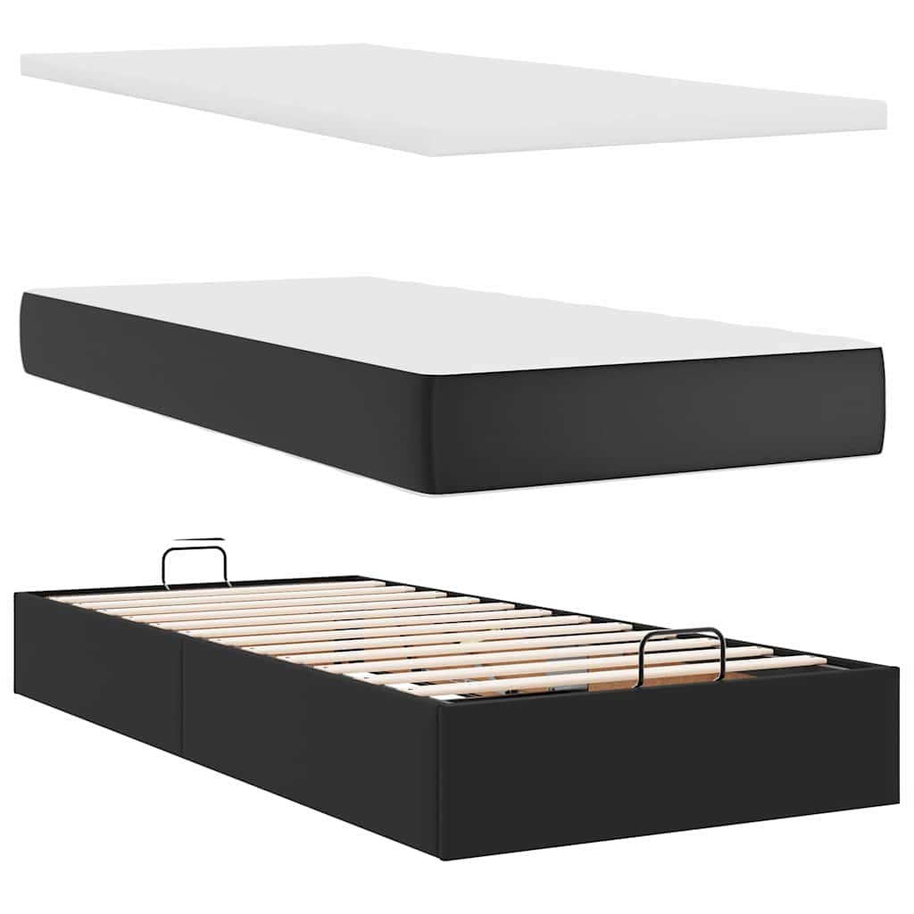 Otomanski okvir kreveta s madracem crni 80x200cm umjetna koža