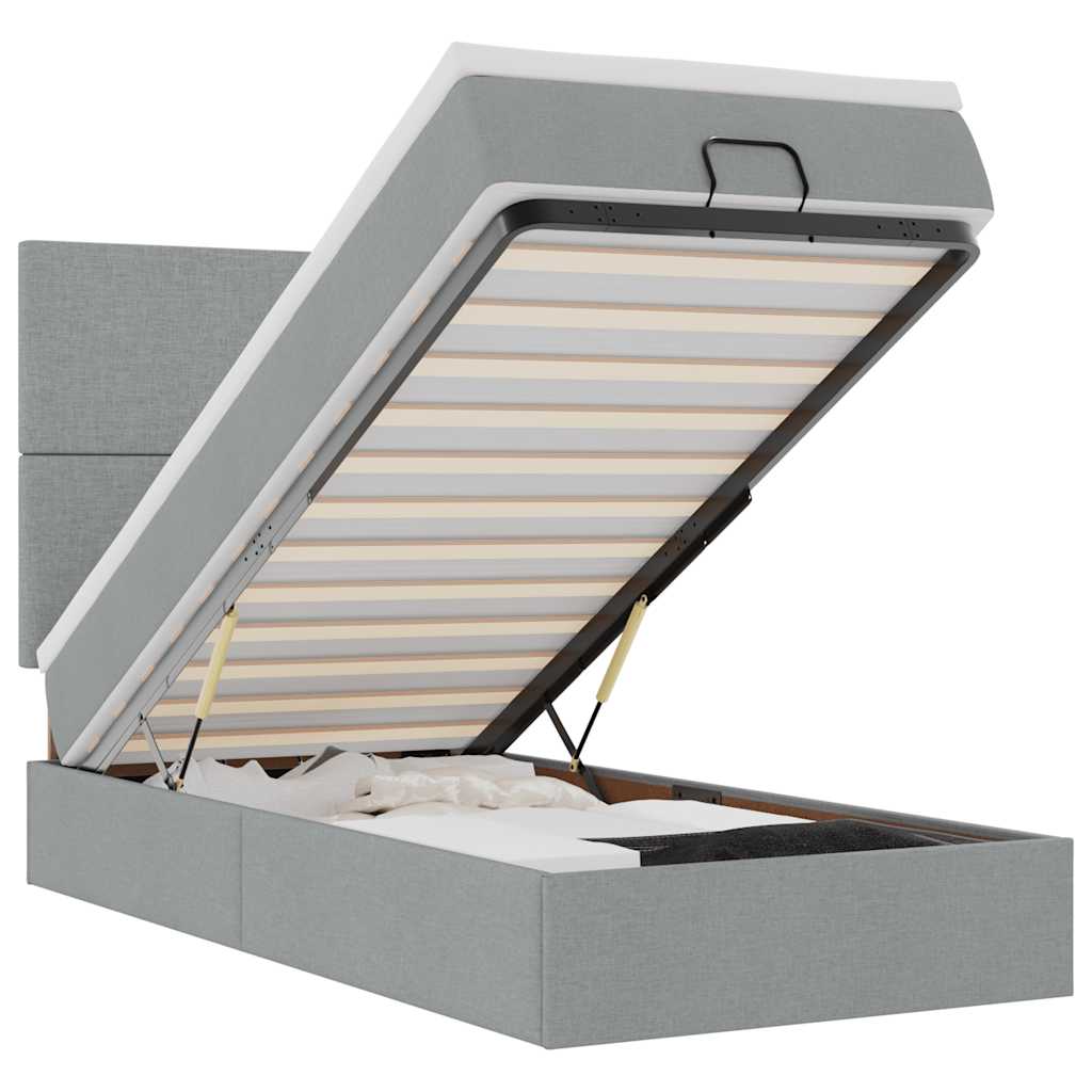 Otomanski krevet s madracem i LED svijetlosiva 80x200cm tkanina