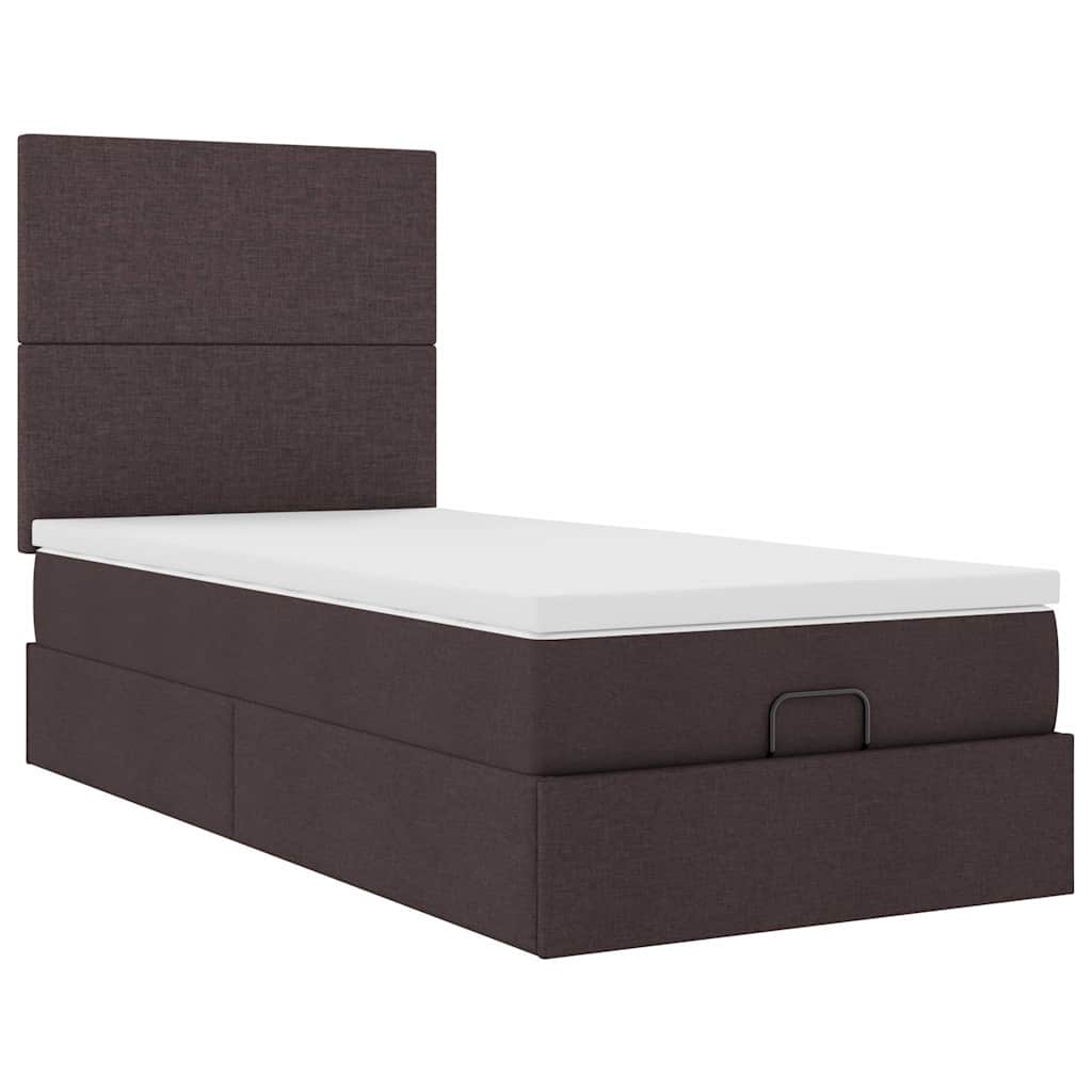 Otomanski krevet s madracem i LED tamnosmeđi 90x200 cm tkanine