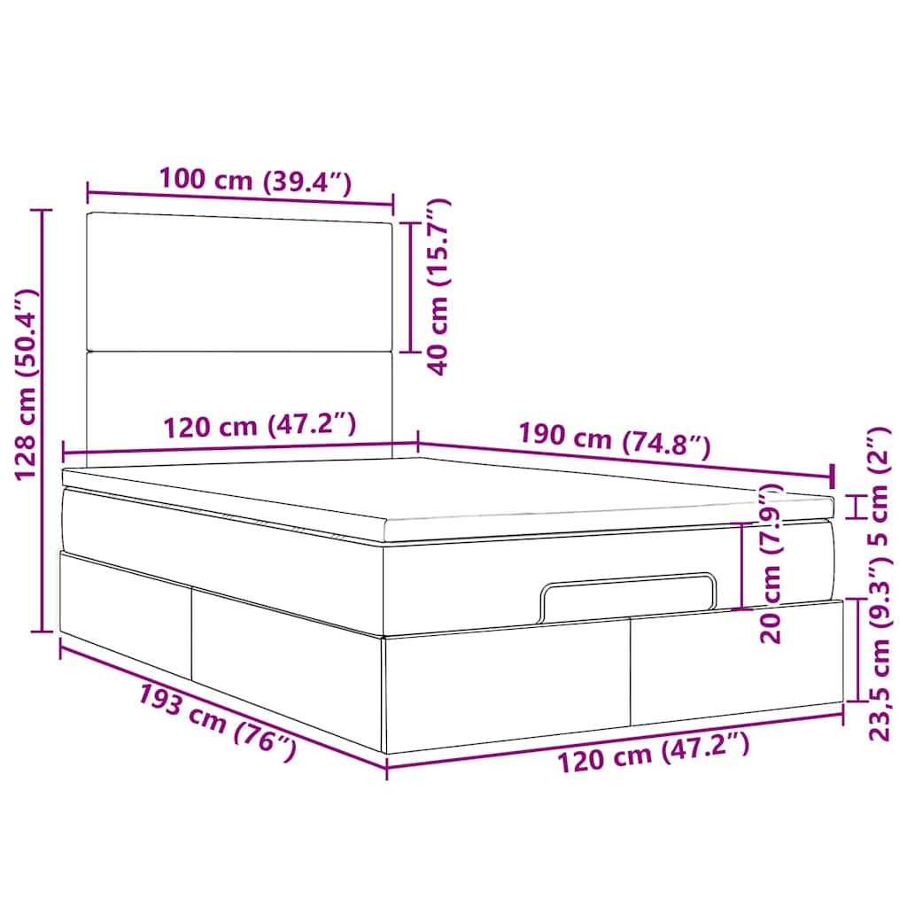 Okvir za krevet s madraca svjetlosivi 120x190 cm od tkanine