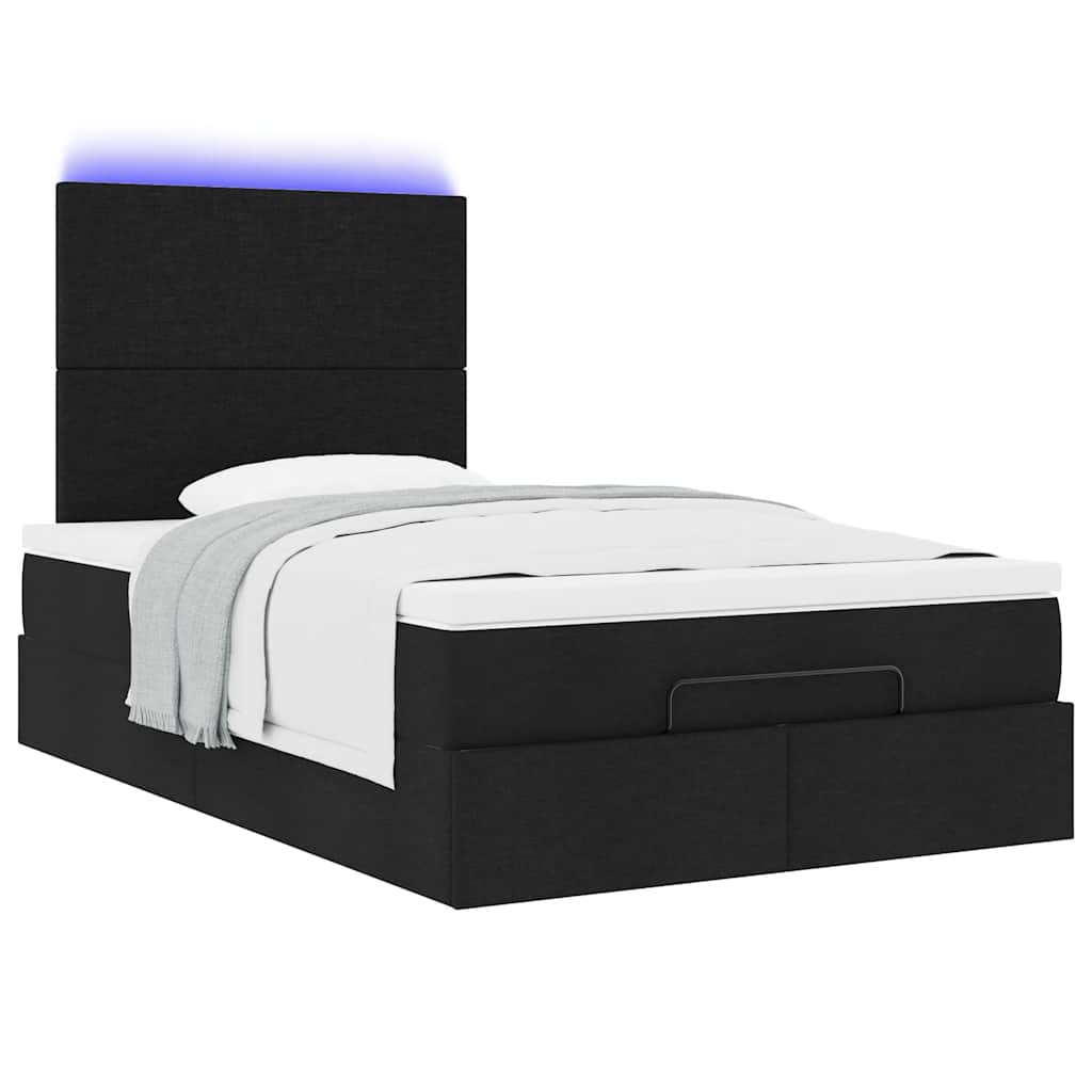 Otomanski krevet madracem i LED crna 120x190 cm tkanina