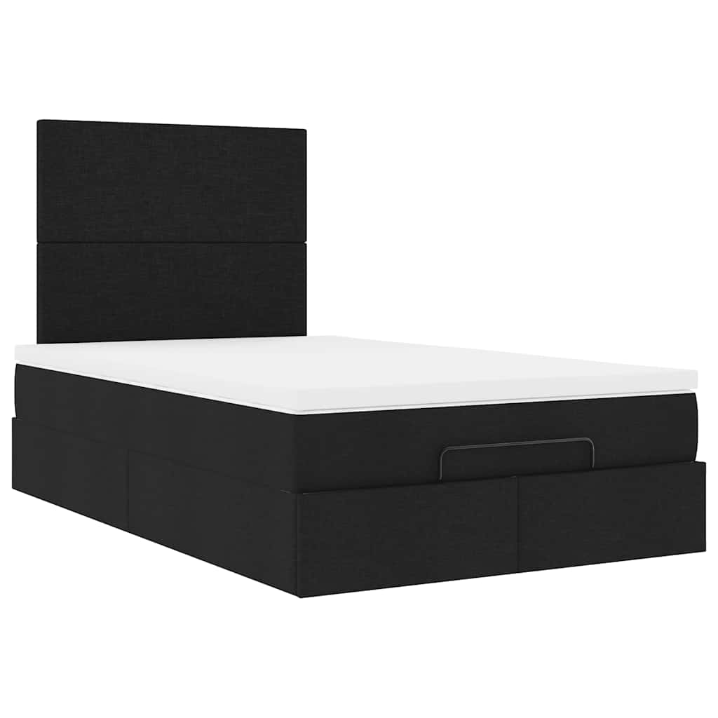 Otomanski krevet madracem i LED crna 120x190 cm tkanina