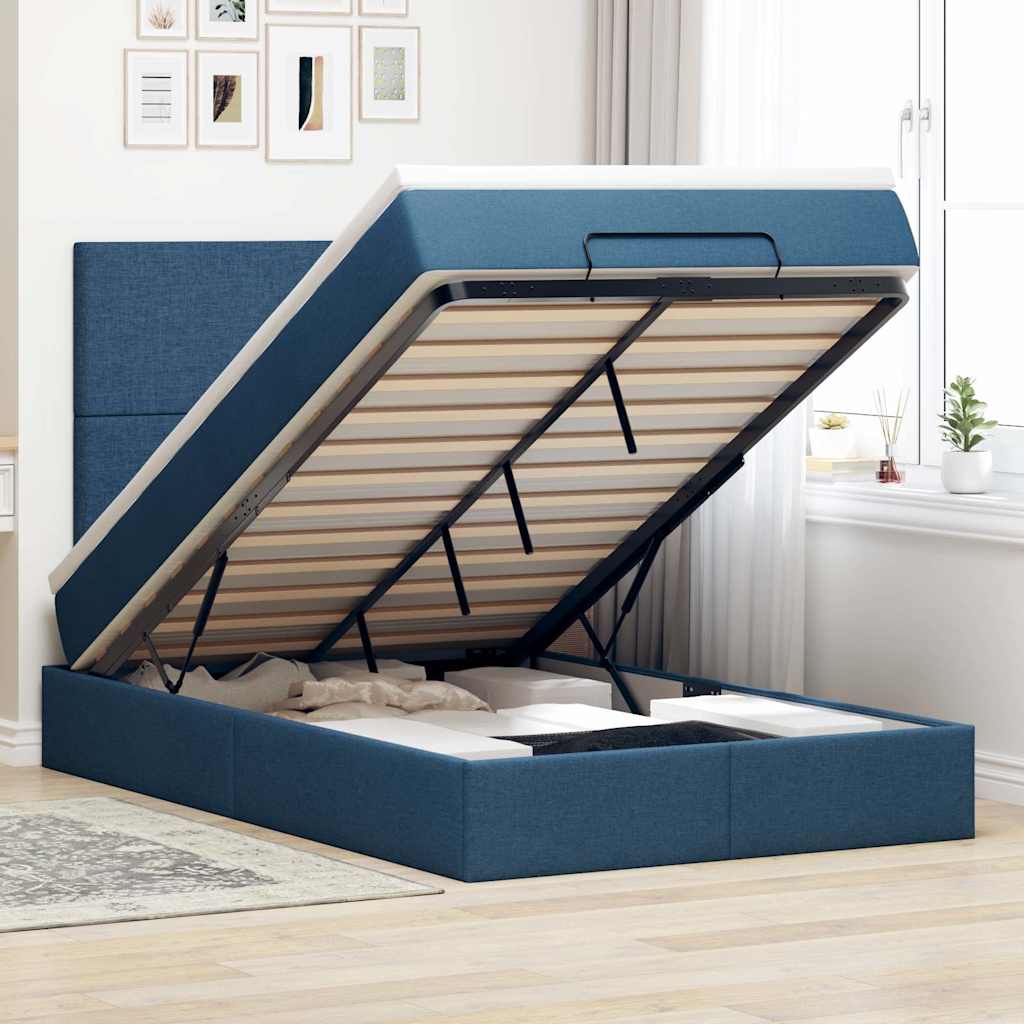 Otomanski krevet s madracem i LED plavi 120x200 cm tkanine