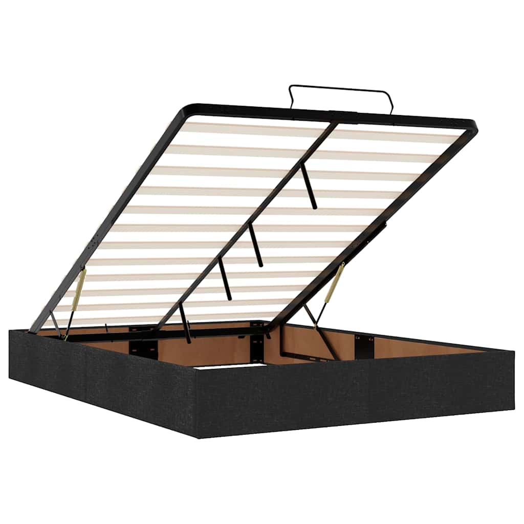 Otomanski krevet s madracem i LED crni 140x190 cm tkanine