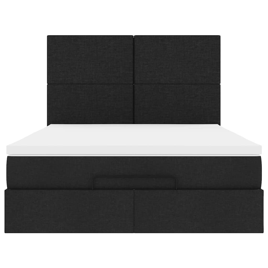 Otomanski krevet s madracem i LED crni 140x200 cm od tkanine