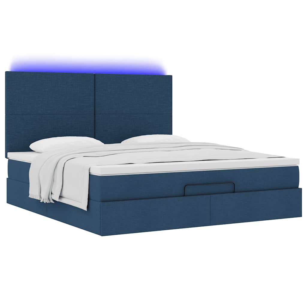 Otomanski krevet s madracem i LED plavi 180x200cm od tkanine