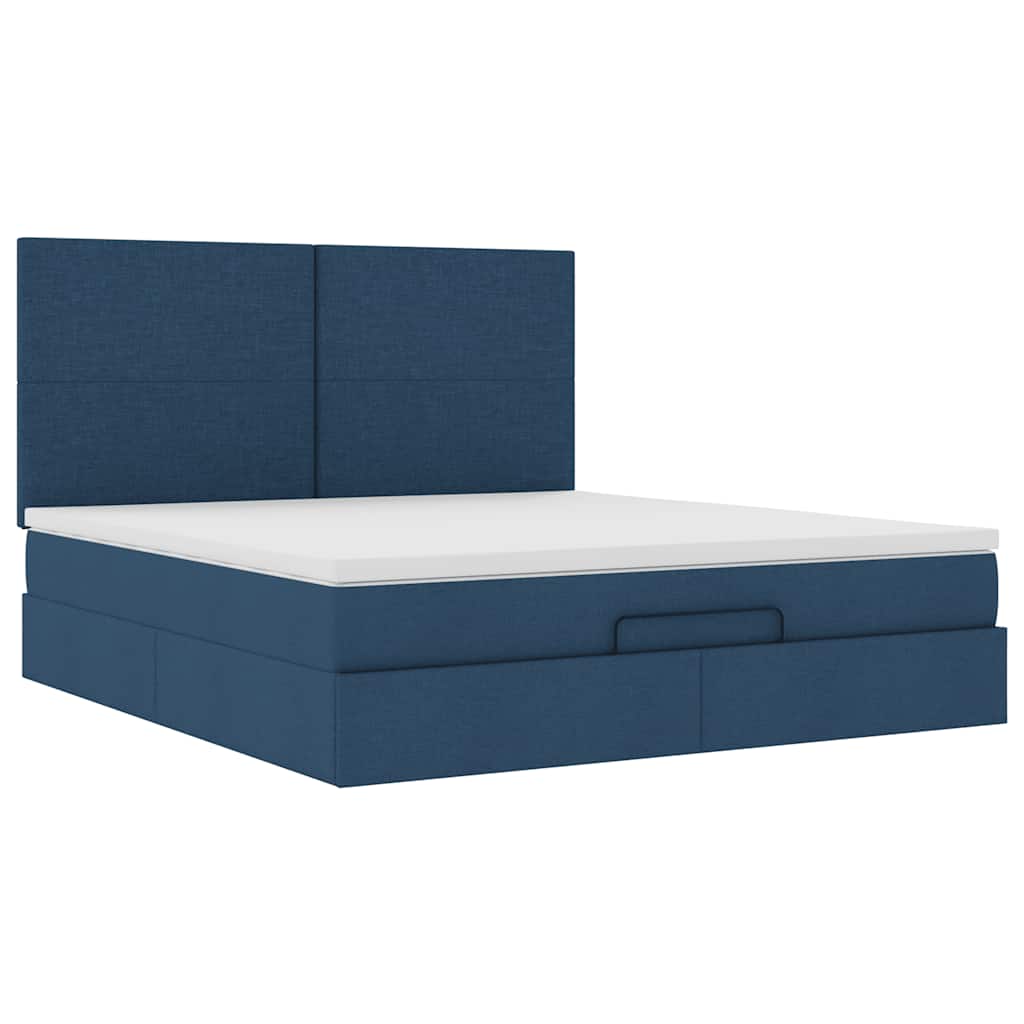 Otomanski krevet s madracem i LED plavi 180x200cm od tkanine