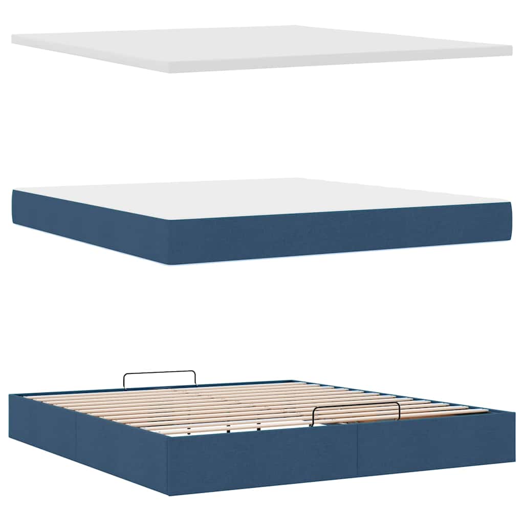 Otomanski krevet s madracem i LED plavi 180x200cm od tkanine