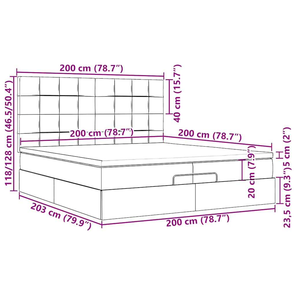 Otomanski okvir kreveta s madraca tamnosmeđi 100x200cm tkanine