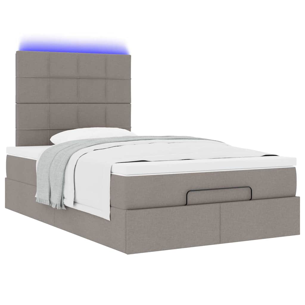 Otomanski krevet madracem i LED Taupe 120x190 cm tkanina