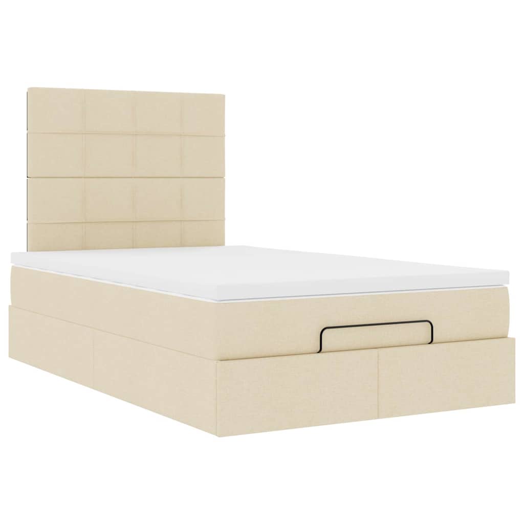 Otomanski okvir kreveta s madracem krem 120x200cm od tkanine
